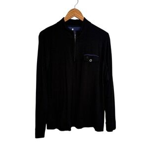 Coolibar Sweater Black Medium  Suntect Merino Wool Blend 1/4 Zip Pullover Knit